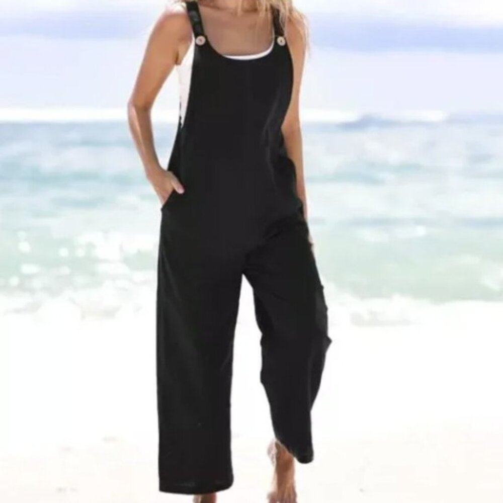 Cupshe Raven Tapered Pinafore Jumpsuit M/Black